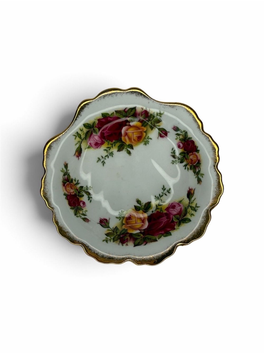 Royal Albert England Old Country Roses 5” Nut Candy Trinket Dish Bowl Gold Trim